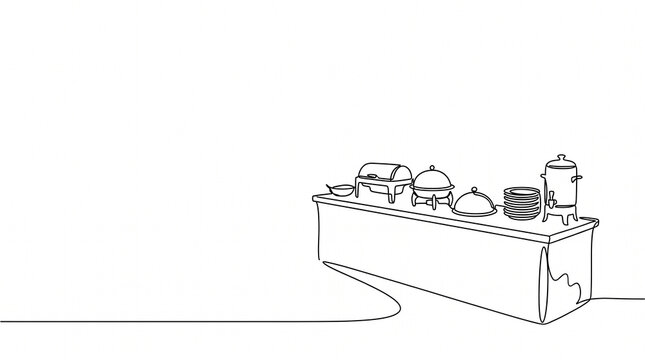 Hotel breakfast buffet station with various food containers  