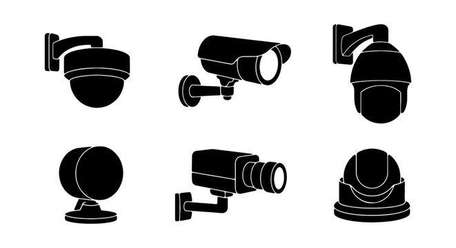 Security Camera Icons, Surveillance Systems, CCTV Equipment, Monitoring Devices