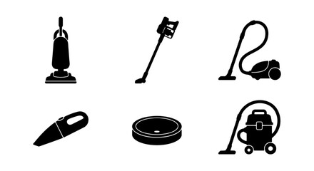 Vacuum Cleaner Icons Set, Cleaning Equipment Vector Graphics, Household Appliances Collection © Lamiya