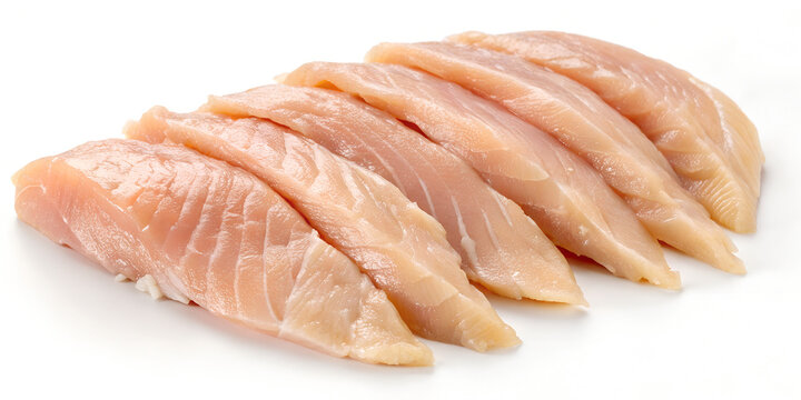 raw fresh fish breast meat on clearly white solid background