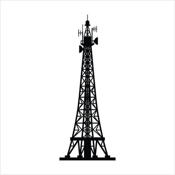 Telecommunication tower with antennas and dishes