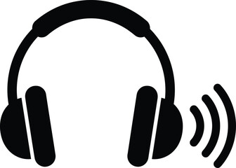 Fototapeta premium Headphones icon with wireless signal