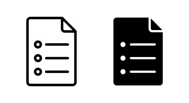 Checklist Icons, To-Do List Graphics, Task Management Symbols. Simple Vector Art for Planning and Organization. White and Black Styles.