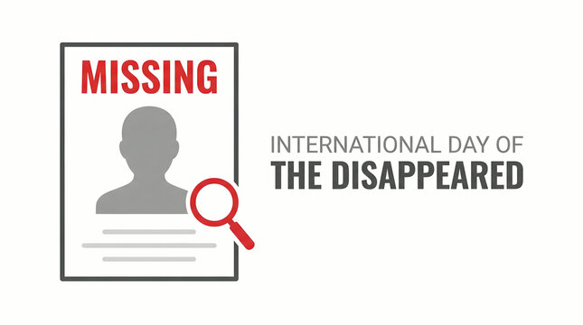 International Day of the Disappeared poster with missing person