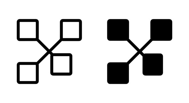 Geometric Cross Shape Icons, Abstract Square Elements, Simple Vector Graphics, Minimalist Design Symbols
