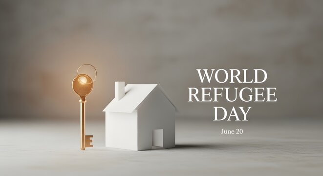 World refugee day concept key to a new home june 20th