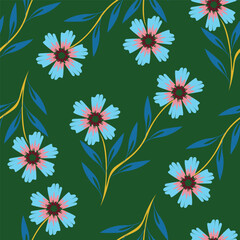 Vintage seamless floral pattern. Liberty style background of small mauve and lilac flowers. Small flowers scattered over a white background. Stock vector for printing on surfaces. Realistic flowers.  © YULIA