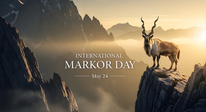 International markhor day celebration with majestic wildlife and mountain landscape