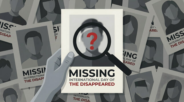 missing persons poster with magnifying glass