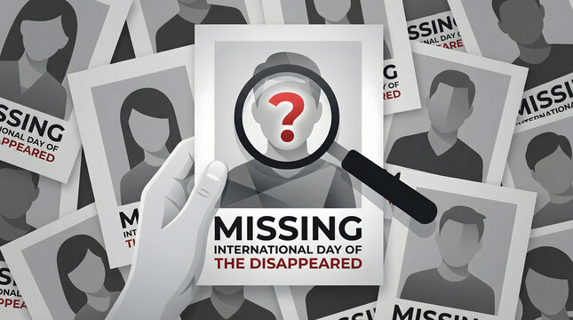 Missing persons concept with magnifying glass on posters
