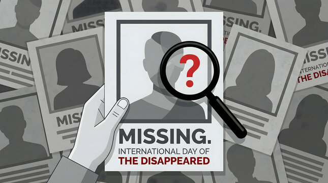 missing person poster with magnifying glass