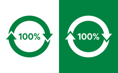 100% trash icon and recycle green symbol vector icon SVG © Sher