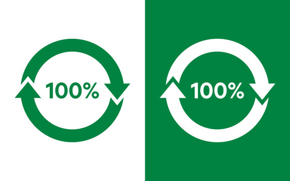 100% trash icon and recycle green symbol vector icon SVG