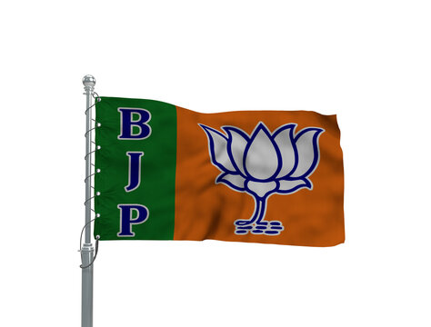 BJP Political Party Flag Waving On transparent Background