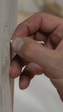 Close up view of hand erasing pencil sketch lines