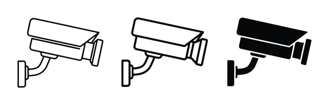 Security Camera Icons, Surveillance System Vector Graphics, CCTV Equipment Set