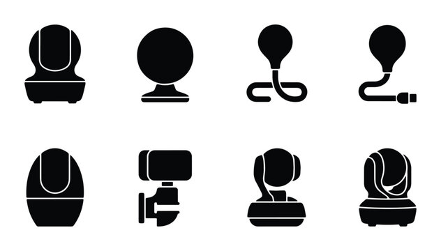 Security Camera Icons, Surveillance Equipment Vector Set, Modern CCTV Technology Collection, Home Monitoring Devices