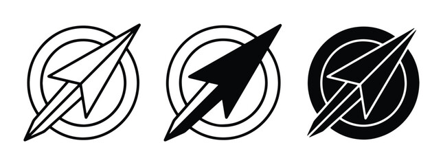 Rocket Ship Icons, Space Exploration Symbols, Launch and Speed Graphics, Vector Set © Jannatul