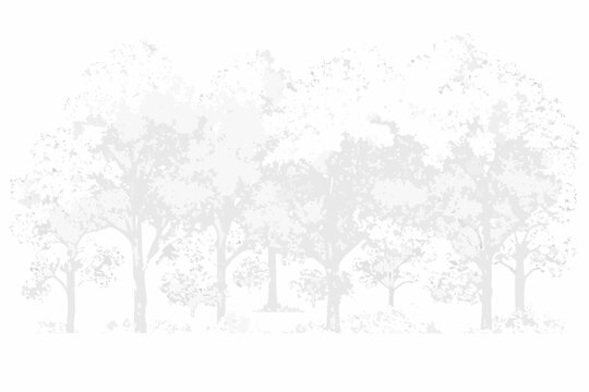 pointillist forest scene with trees on white background