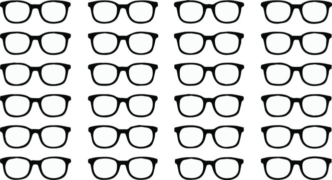 glasses seamless vector pattern four columns five rows layout