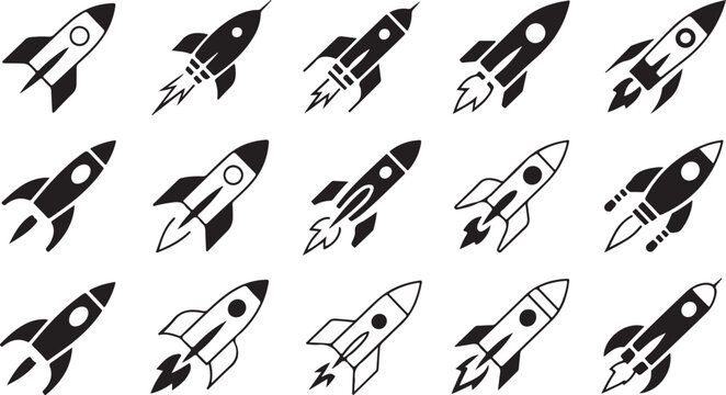 rocket logo symbol pack vector designs for branding and ui