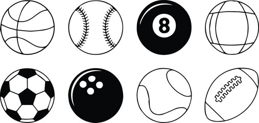 ball sports icons basketball baseball billiards soccer volleyball © AIcon Star