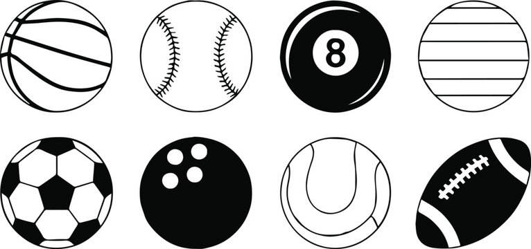 ball vector illustration set basketball baseball soccer bowling tennis