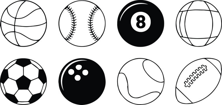 ball sports icons basketball baseball billiards soccer volleyball