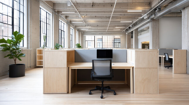 Modern Office Interior with Adjustable Partitions