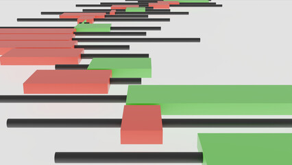 Fototapeta premium 3D Candlestick Chart Top View Abstract Financial Market Render