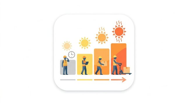 Workers follow an acclimatization schedule in a warehouse setting to ensure safety during changing temperature conditions.
