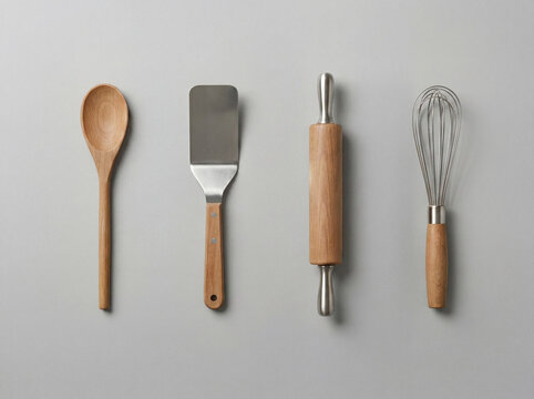 Premium natural wood and stainless steel kitchen utensils set
