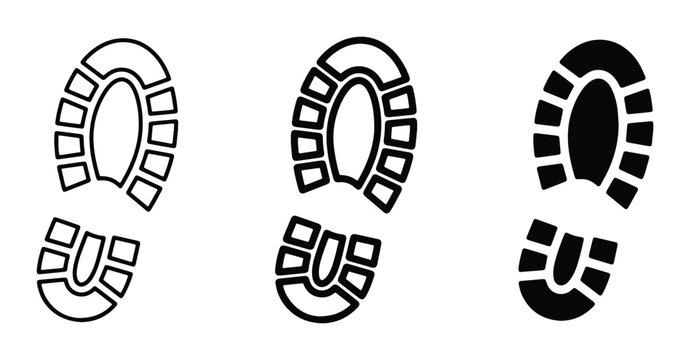 Footprint Icons, Shoe Sole Vector Graphics, Boot Tread Marks, Outdoor Adventure Symbols