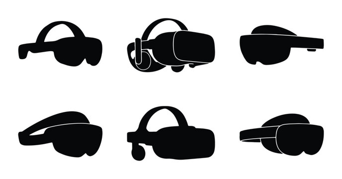Virtual Reality Headsets, VR Goggles, Augmented Reality Glasses, Futuristic Tech Icons, Immersive Entertainment and Gaming Gear