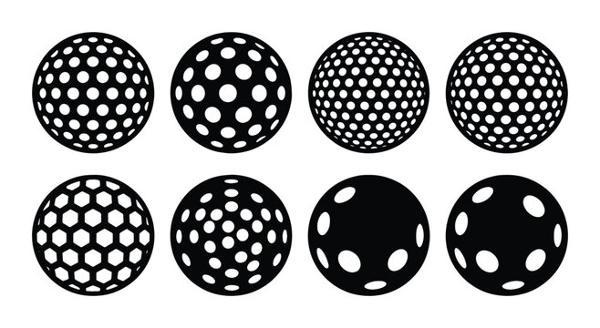Abstract Geometric Spheres, Patterned Orbs, Textured Balls, Minimalist Round Shapes, Black and White Vector Icons