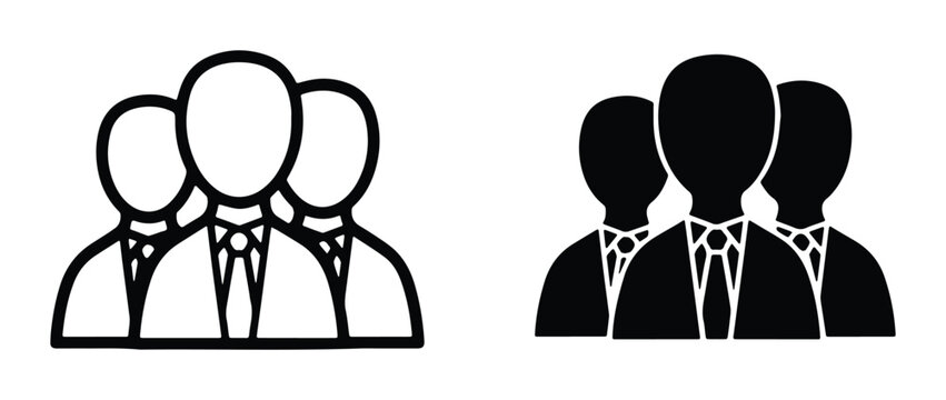 Teamwork Icons, Group of People Silhouettes, Business Collaboration Vector Graphics, Professional Teamwork Symbols