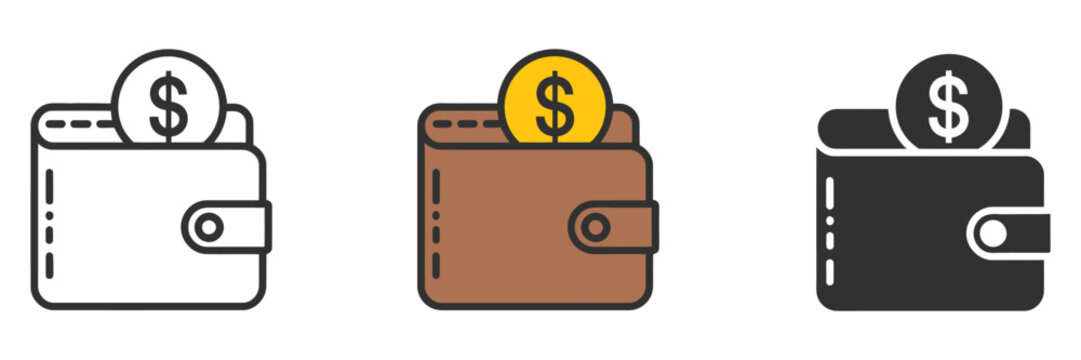 Wallet icon symbol template for web and graphic design illustrating payment system, personal finance, cash storage and banking