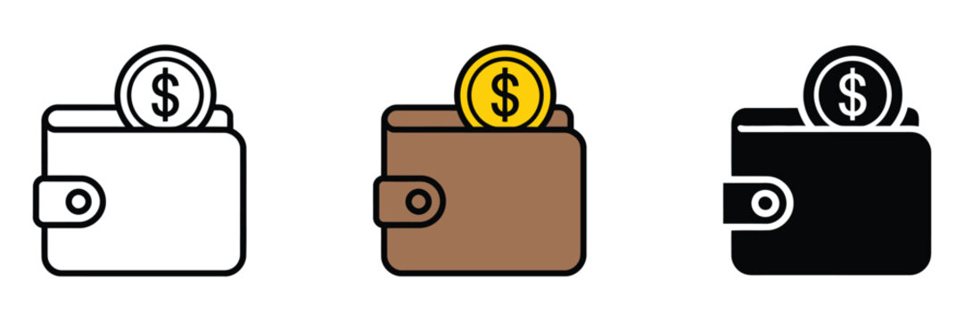 Wallet icon symbol template for graphic and web design representing finance, payment, cash storage and digital money management