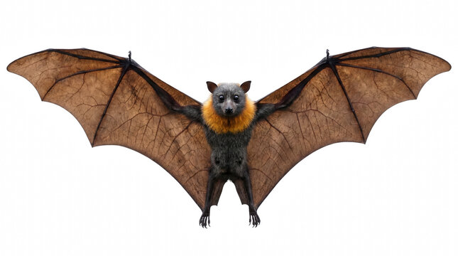Grey headed flying fox fruit bat with wide wingspan