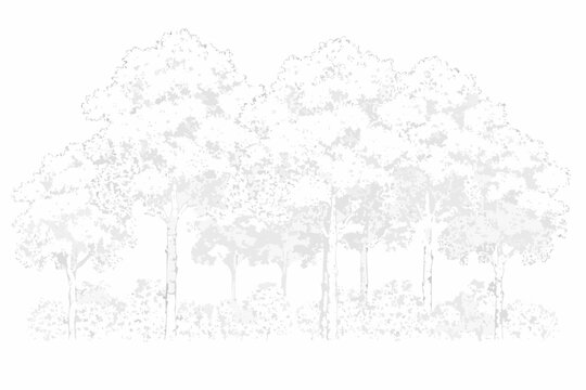 forest cluster illustration in a pointillist style white background