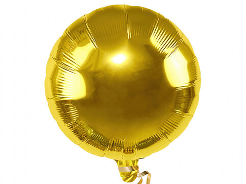 Golden Shiny Round Foil Balloon with Ribbon