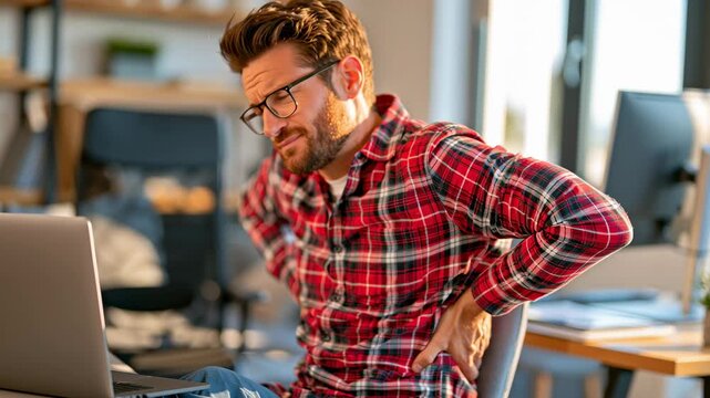 Remote Worker With Back Pain at Home Office Desk
