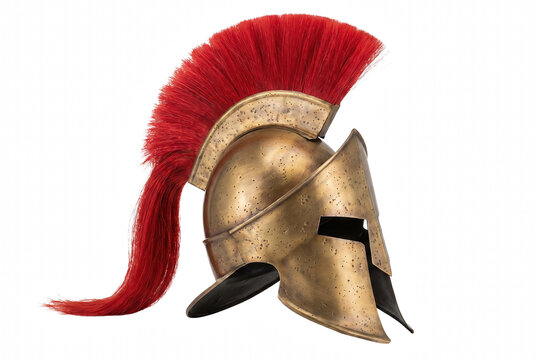 Ancient Spartan Corinthian Bronze Helmet with Red Crest