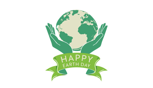 Green hands holding a globe for the annual Earth Day celebration