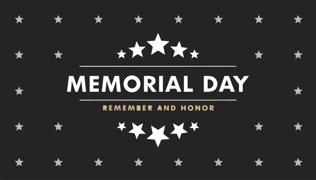 Memorial day graphic design featuring white stars on dark background