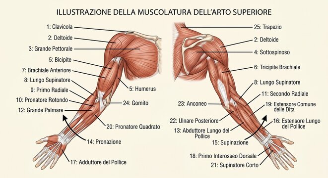 muscolatura esterna di un arto superiore