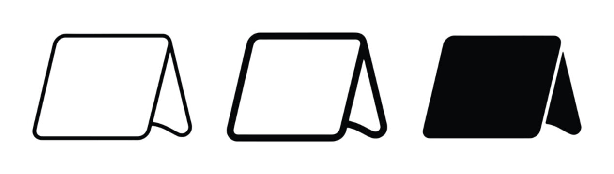 Table Tent Icons, Place Card Vector Graphics, Folded Card Symbols for Events and Business