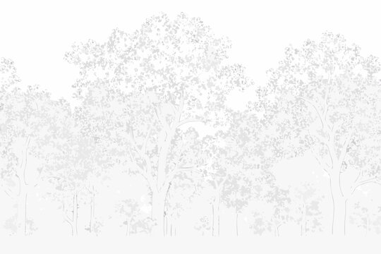 pointillist forest scene detailed gray and white illustration