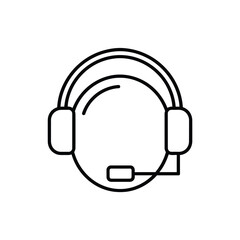 Fototapeta premium Black line of a headset headphone white