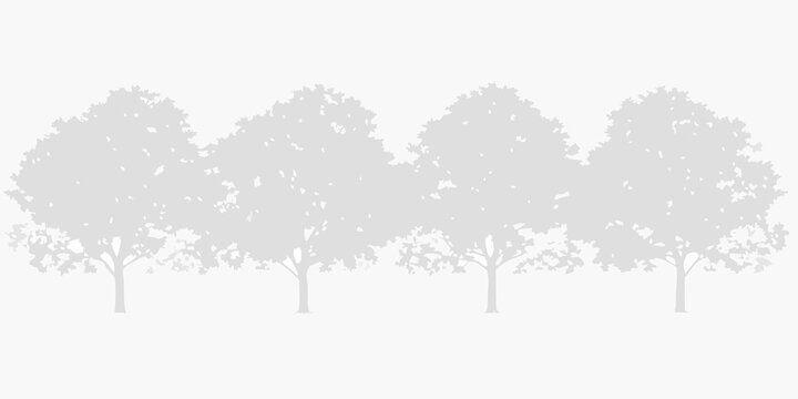 Trees silhouette against white background delicate stippled illustration